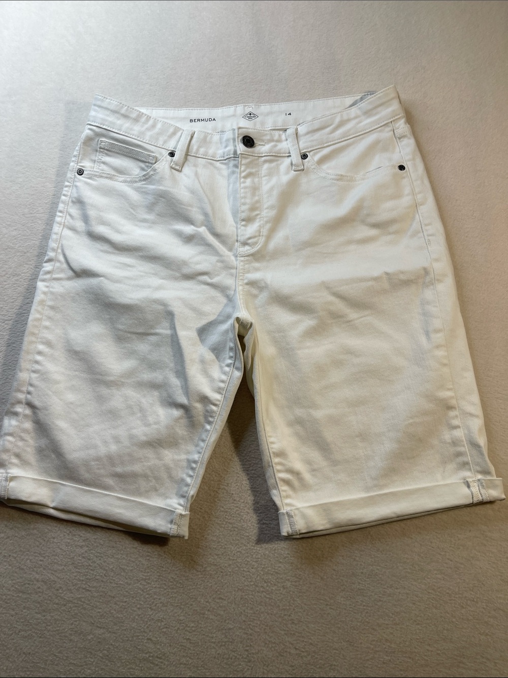 St. John's Bay White Denim Bermuda Shorts WOMENS SIZE 14